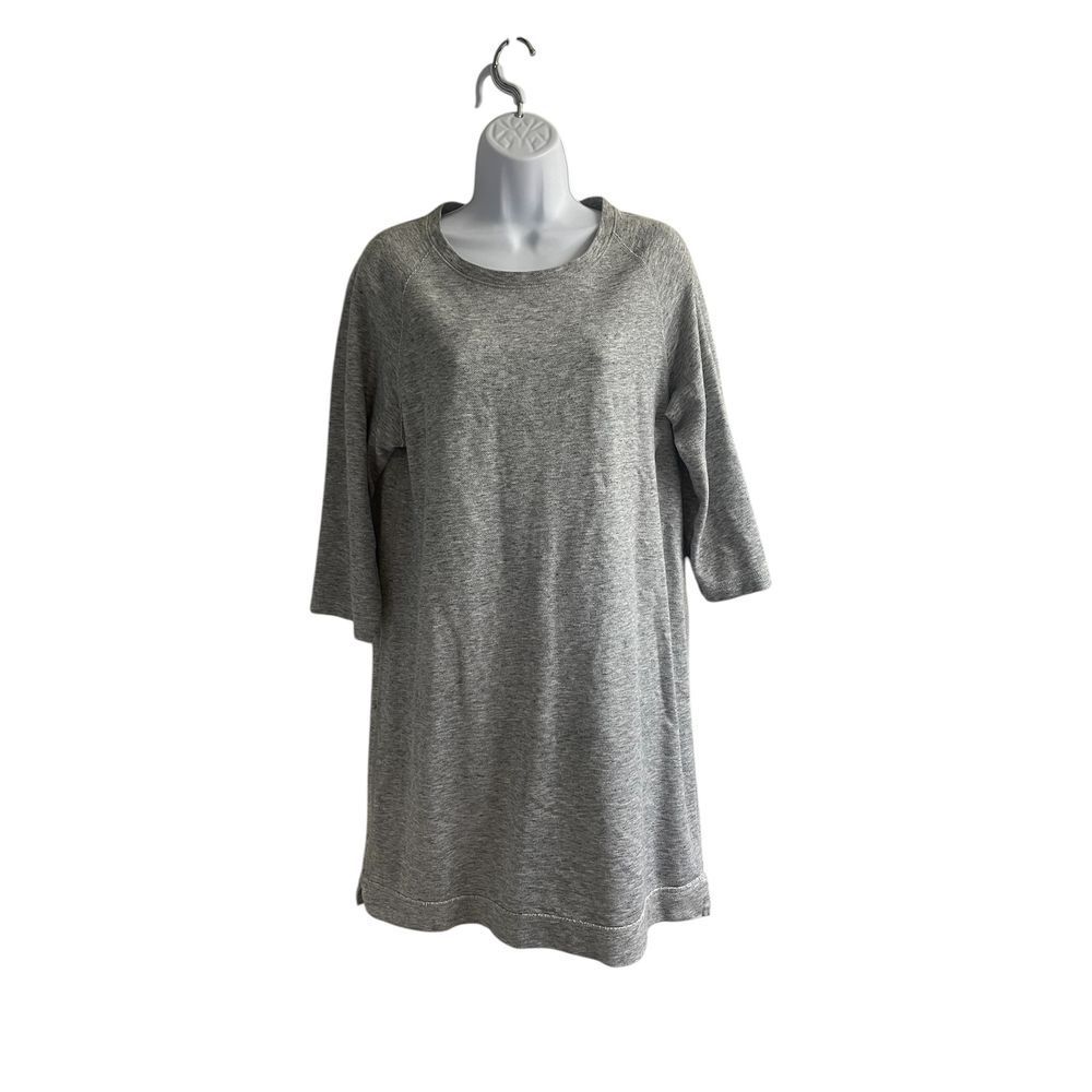 J.Crew Gray Casual T-Shirt Dress‎ 3/4 Sleeve Sweatshirt Material Comfort Midi M